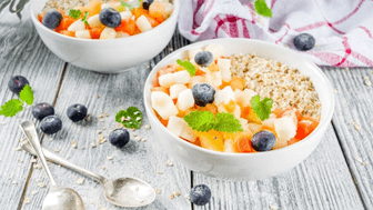 Tropical oatmeal or smoothie bowl